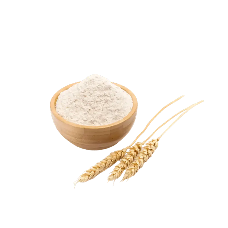 تصویر آرد گندم در کاسه چوبی و خوشه گندم