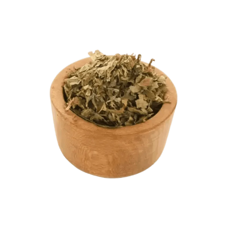 عکس مقداری برگ آقطی خشک شده در کاسه چوبی