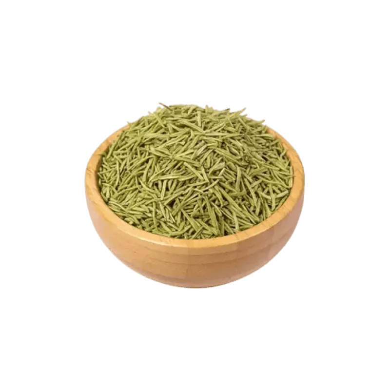 عکس مقداری برگ رزماری خشک شده در کاسه چوبی