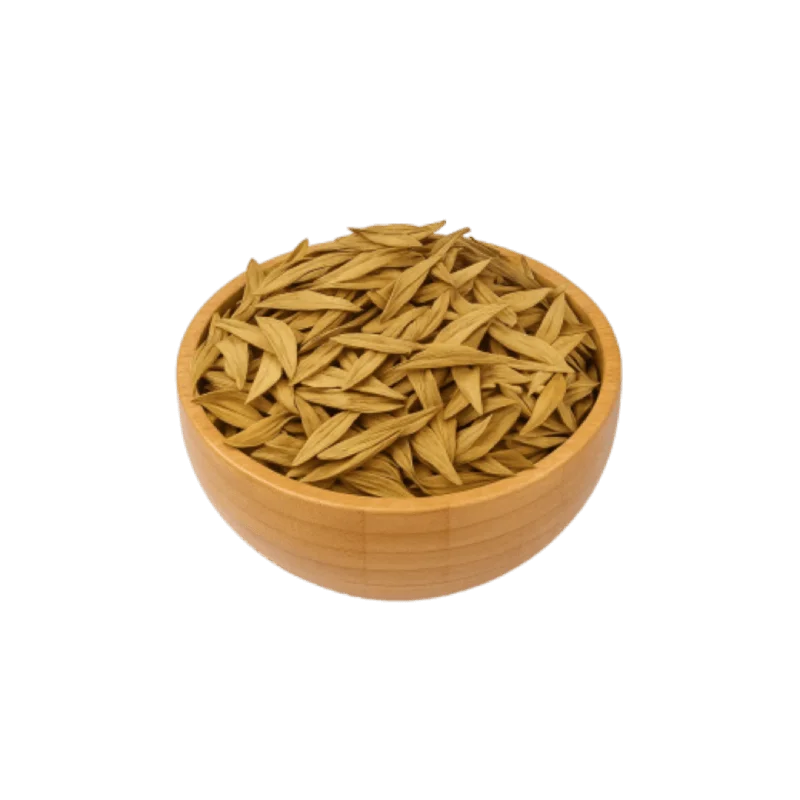 عکس مقدارب برگ زبان گنجشک خشک شده در کاسه چوبی