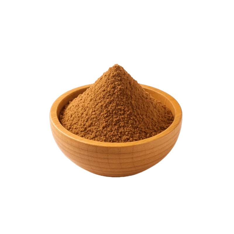 عکس مقداری پودرجوز هندی در کاسه چوبی