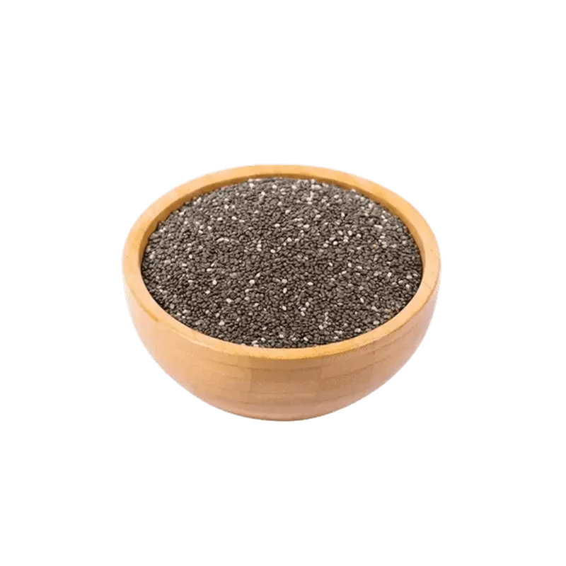 عکس مقداری دانه چیا در یک کاسه چوبی