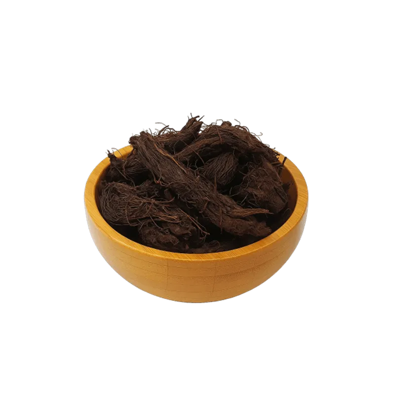 عکس مقداری ریشه سنبل الطیب خشک شده در کاسه چوبی