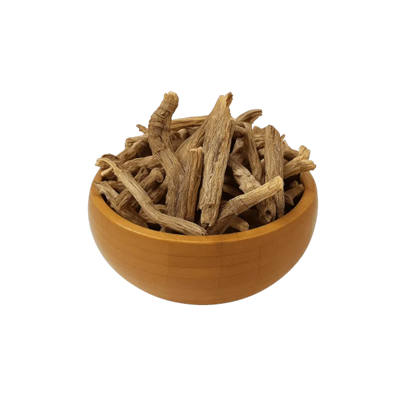 عکس ریشه گیاه ختمی خشک در کاسه چوبی