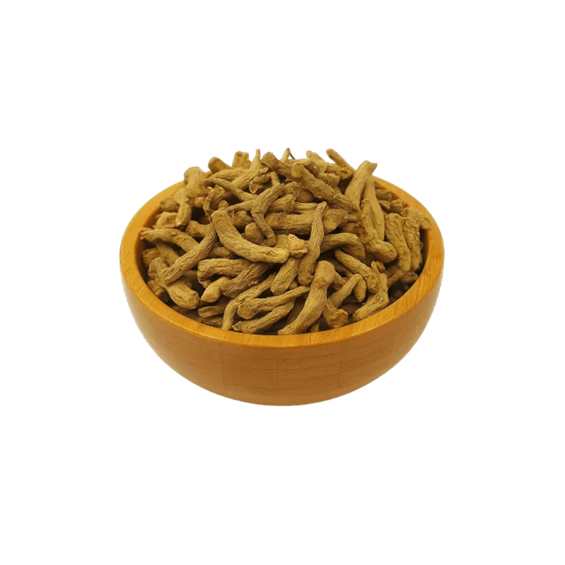 عکس مقداری ریشه مامیران خشک در کاسه چوبی