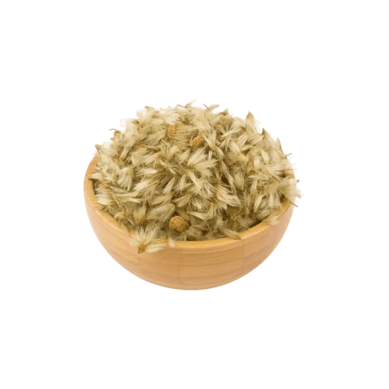 عکس شکوفه قاصدک خشک شده در کاسه چوبی