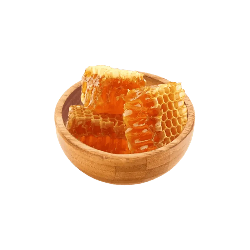 تصویر سه تکه موم عسل در کاسه چوبی