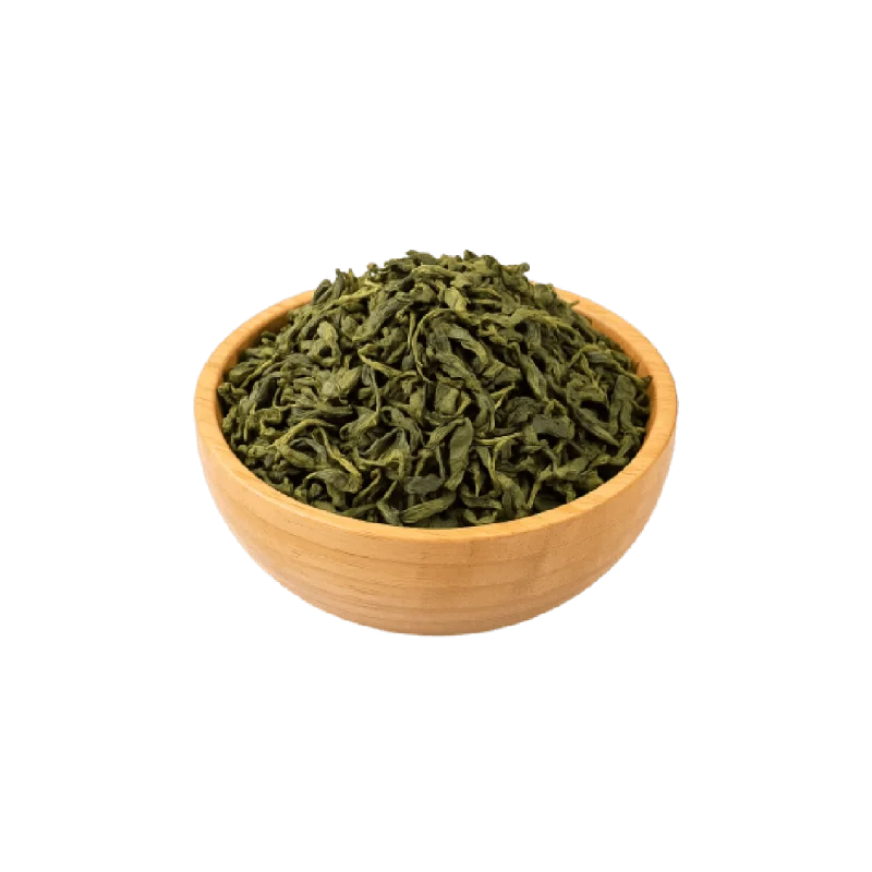 عکس مقداری چای سبز در کاسه چوبی