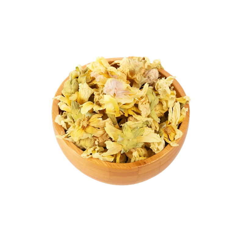 عکس گل ختمی خشک شده در کاسه چوبی