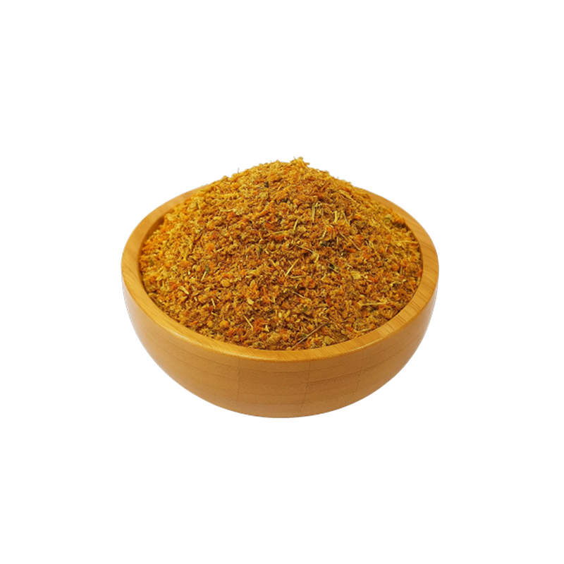 عکس مقداری گل راعی خشک شده در کاسه چوبی