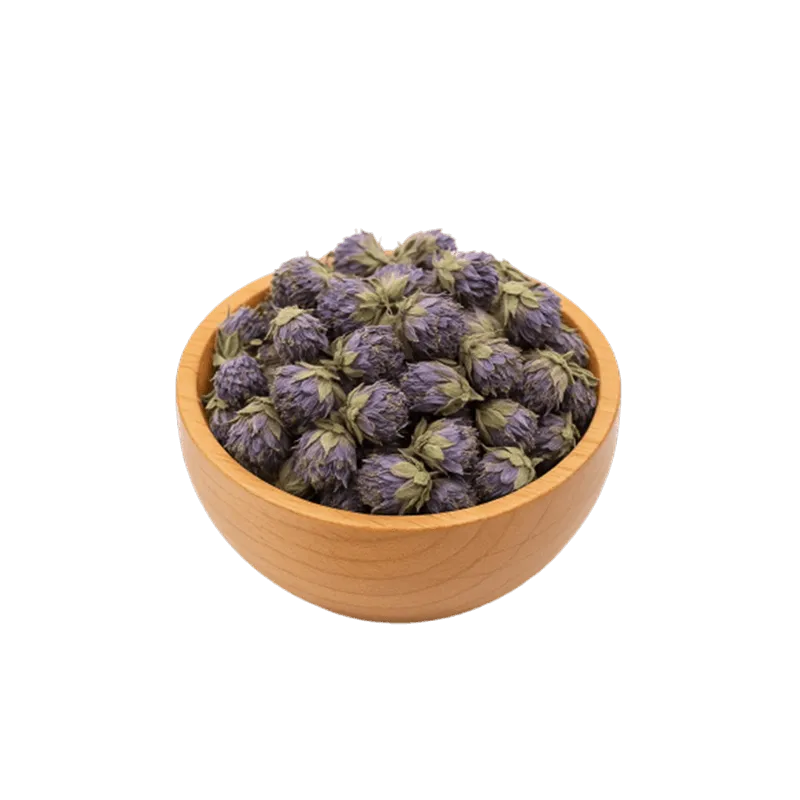 عکس مقداری گل زوفا خشک شده در کاسه چوبی