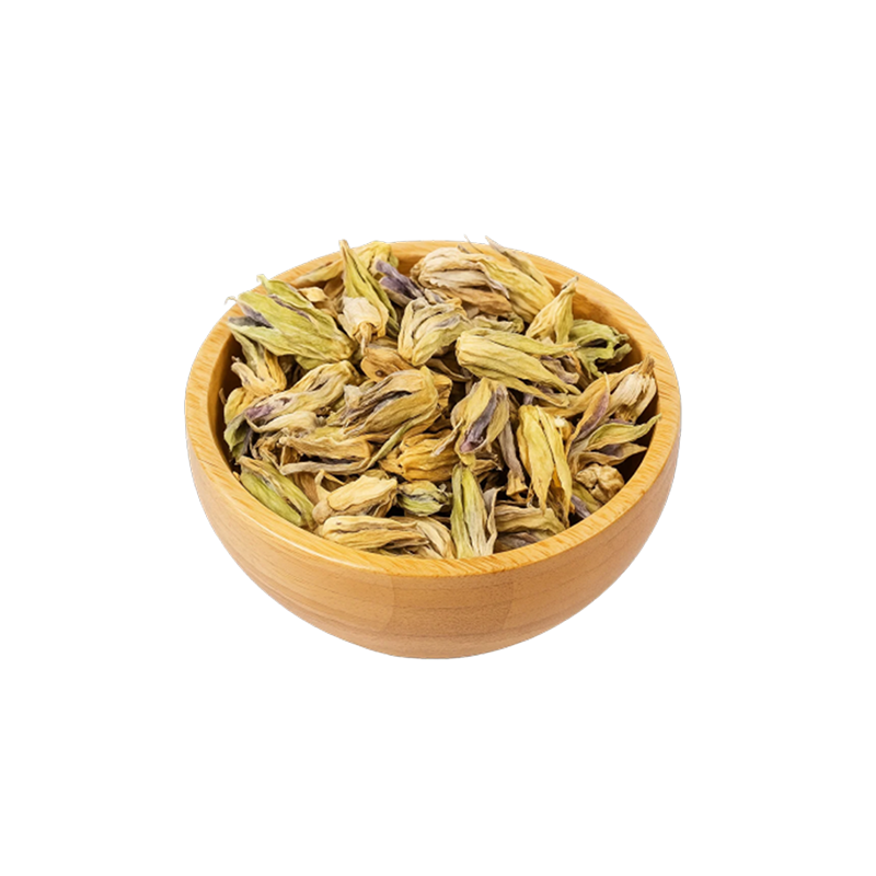 عکس تعدادی گل ساعتی خشک شده در کاسه چوبی