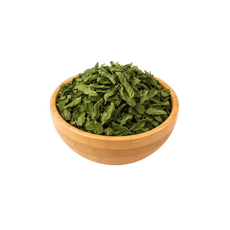 عکس مقداری نعنا فلفلی خشک در کاسه چوبی