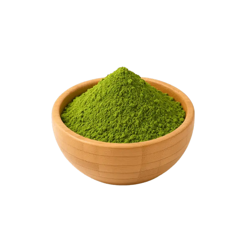 عکس مقداری پودر ماچا در کاسه چوبی