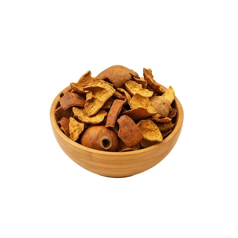 عکس مقداری پوست انار خشک در کاسه چوبی